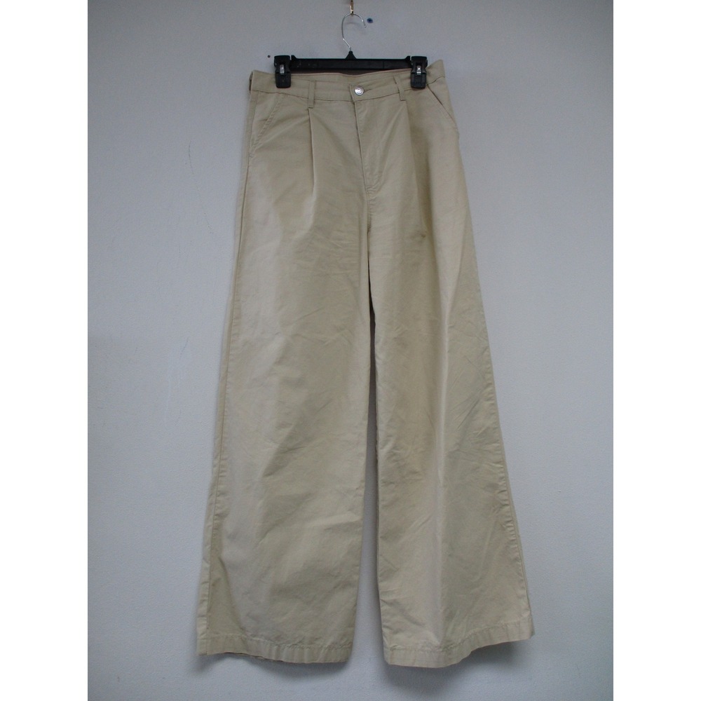 Levi's Wide Leg Pants Women W29 L32 Tan Khaki Pleated Front Cotton Utility